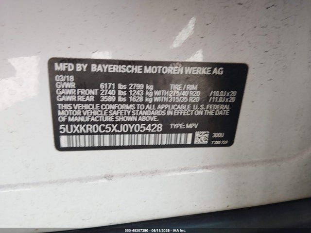 Aukcja sprzedaży 2018 Bmw X5 Xdrive35i, vin: 5UXKR0C5XJ0Y05428, numer aukcji: 45307390