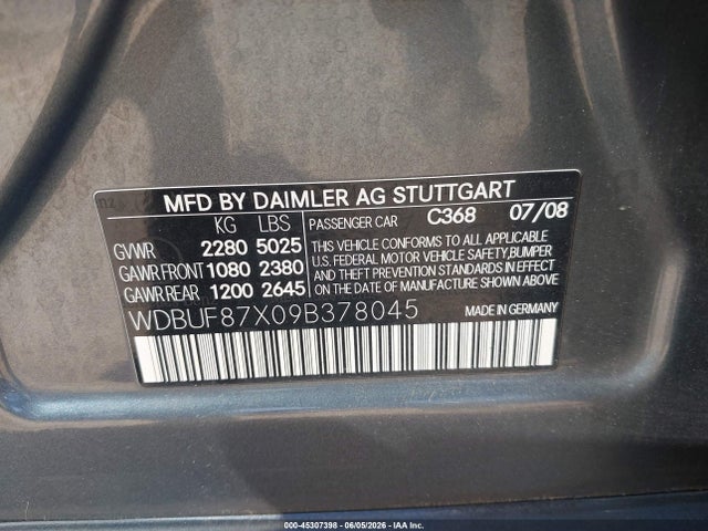 Продажа на аукционе авто 2009 Mercedes-benz E 350 4matic, vin: WDBUF87X09B378045, номер лота: 45307398