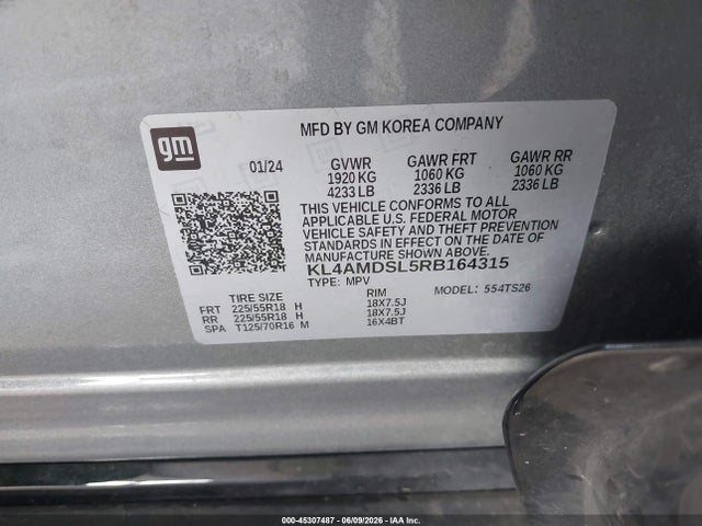 Aukcja sprzedaży 2024 Buick Encore Gx Sport Touring Fwd, vin: KL4AMDSL5RB164315, numer aukcji: 45307487