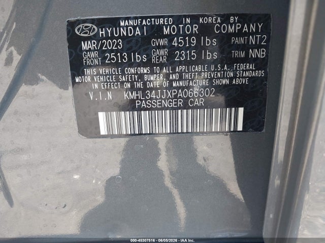 Продаж на аукціоні авто 2023 Hyundai Sonata Hybrid Sel, vin: KMHL34JJXPA066302, номер лоту: 45307516
