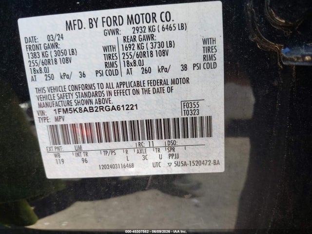 Ford Police Interceptor Utility 2024 1FM5K8AB2RGA61221 Image 9