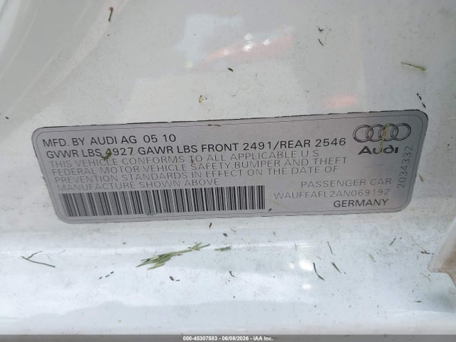 Aukcja sprzedaży 2010 Audi A4 2.0t Premium, vin: WAUFFAFL2AN069192, numer aukcji: 45307583
