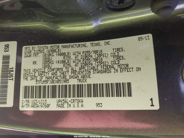 Aukcja sprzedaży 2014 Toyota Tundra Sr 4.6l V8, vin: 5TFUM5F10EX051905, numer aukcji: 45307595