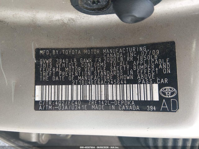 Aukcja sprzedaży 2010 Toyota Corolla Le, vin: 2T1BU4EE6AC245644, numer aukcji: 45307604
