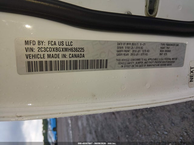 Продажа на аукционе авто 2021 Dodge Charger Sxt Rwd, vin: 2C3CDXBGXMH636225, номер лота: 45307687