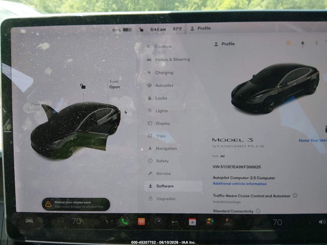 Auction sale of the 2019 Tesla Model 3 Long Range/mid Range/standard Range/standard Range Plus, vin: 5YJ3E1EA9KF306625, lot number: 45307702