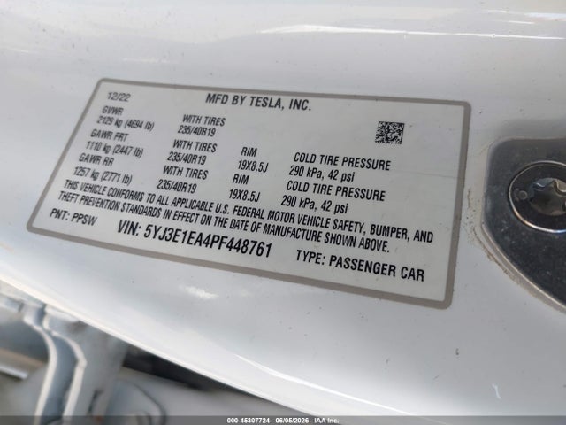 Tesla Model 3 Rear-wheel Drive 2023 5YJ3E1EA4PF448761 Image 9