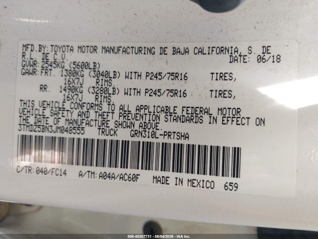 Toyota Tacoma Sr5 V6 2018 3TMDZ5BN3JM048555 Image 9
