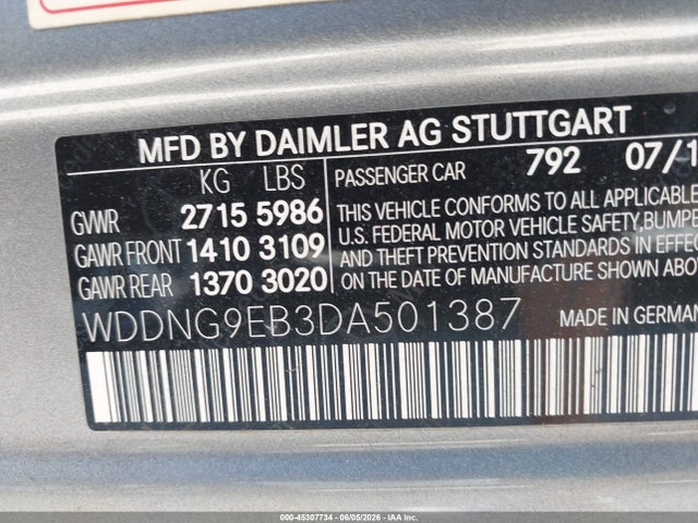 Auction sale of the 2013 Mercedes-benz S 550 4matic, vin: WDDNG9EB3DA501387, lot number: 45307734