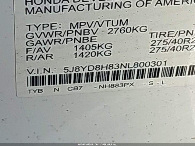 Aukcja sprzedaży 2022 Acura Mdx Type S W/advance Package, vin: 5J8YD8H83NL800301, numer aukcji: 45307741