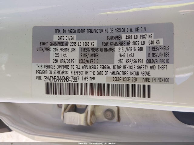 Aukcja sprzedaży 2024 Mazda Cx-30 2.5 S, vin: 3MVDMBAMXRM647887, numer aukcji: 45307754