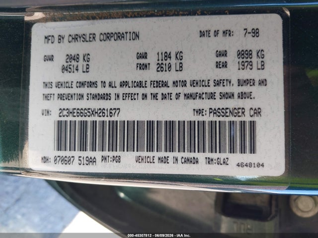 Продаж на аукціоні авто 1999 Chrysler 300m, vin: 2C3HE66G5XH261677, номер лоту: 45307812
