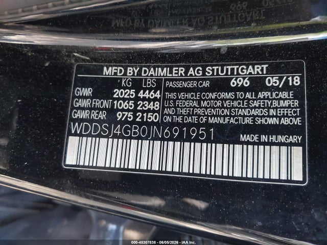 Продаж на аукціоні авто 2018 Mercedes-benz Cla 250 4matic, vin: WDDSJ4GB0JN691951, номер лоту: 45307838