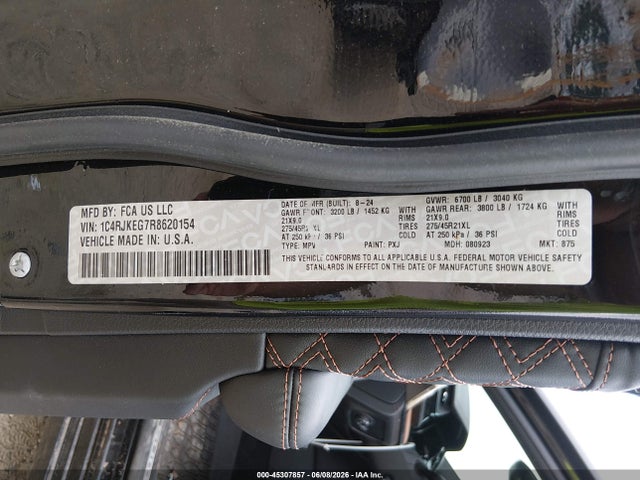 45307857 :رقم المزاد ، 1C4RJKEG7R8620154 vin ، 2024 Jeep Grand Cherokee L Summit Reserve 4x4 مزاد بيع