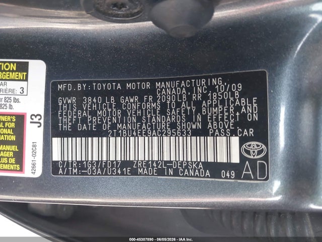 Продаж на аукціоні авто 2010 Toyota Corolla S, vin: 2T1BU4EE9AC295633, номер лоту: 45307890