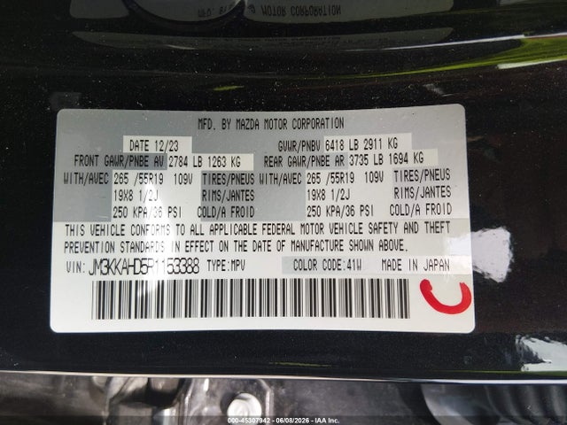Mazda Cx-90 3.3 Turbo Select 2024 JM3KKAHD5R1153388 Image 9