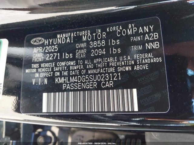 Aukcja sprzedaży 2025 Hyundai Elantra Sel Sport, vin: KMHLM4DG5SU023121, numer aukcji: 45307955