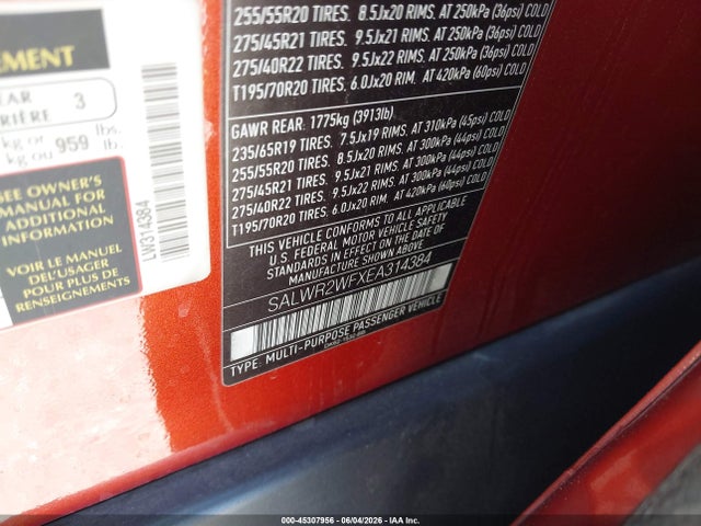 Aukcja sprzedaży 2014 Land Rover Range Rover Sport 3.0l V6 Supercharged Hse, vin: SALWR2WFXEA314384, numer aukcji: 45307956