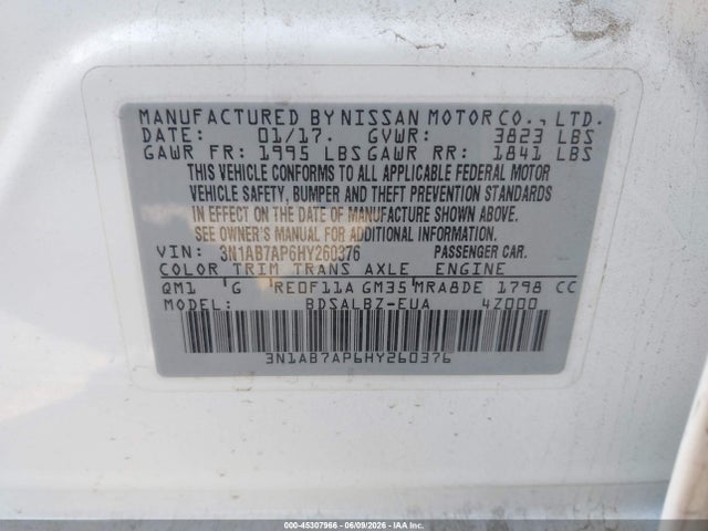 3N1AB7AP6HY260376 Nissan SENTRA S