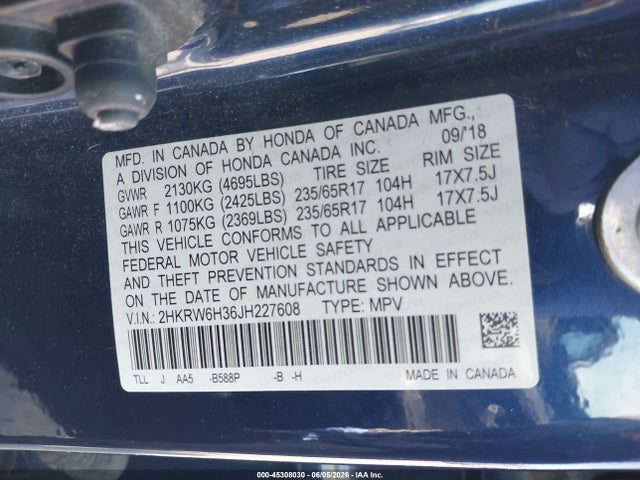 Honda CR-V LX 2018 2HKRW6H36JH227608 Image 9