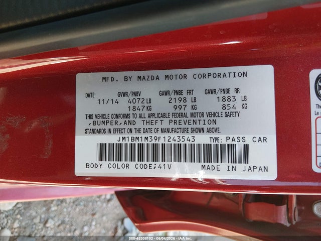 Продажа на аукционе авто 2015 Mazda Mazda3, vin: JM1BM1M39F1243543, номер лота: 45308102