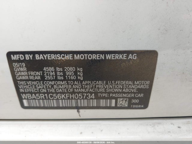 Продаж на аукціоні авто 2019 Bmw 330i, vin: WBA5R1C56KFH05734, номер лоту: 45308139