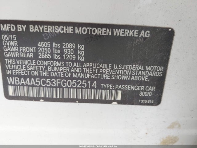Продаж на аукціоні авто 2015 Bmw 428 Gran Coupe, vin: WBA4A5C53FG052514, номер лоту: 45308152