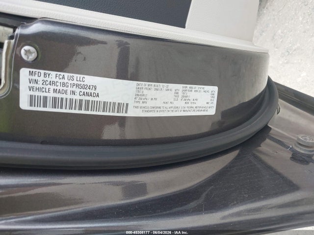2023 Chrysler Pacifica Touring L მანქანა იყიდება აუქციონზე, vin: 2C4RC1BG1PR502479, აუქციონის ნომერი: 45308177