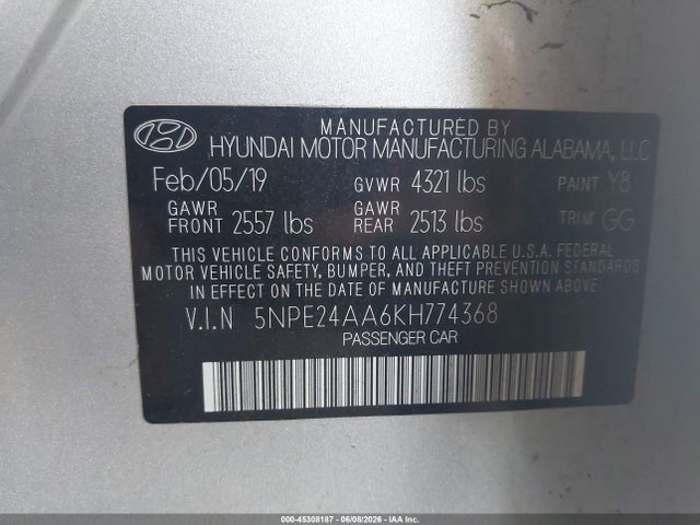 Hyundai SONATA ECO 2019 5NPE24AA6KH774368 Image 9