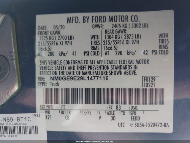 Ford Transit Connect Xl Passenger 2020 NM0GE9E29L1477116 Image 9