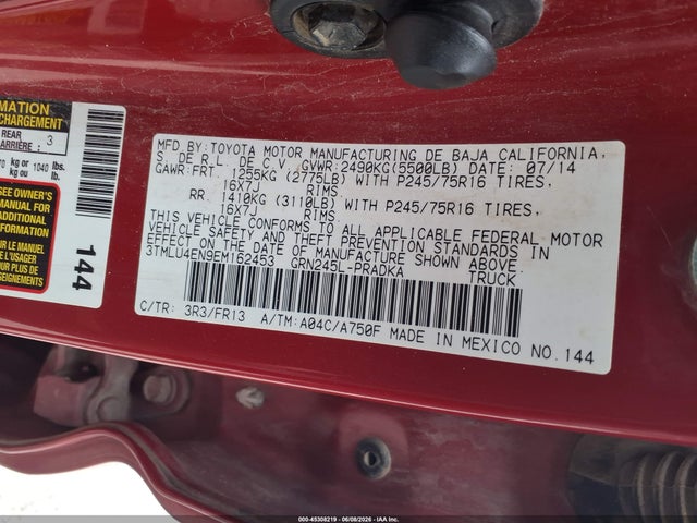 Toyota Tacoma Base V6 2014 3TMLU4EN9EM162453 Image 9