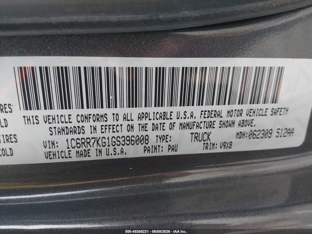 RAM 1500 Tradesman 2016 1C6RR7KG1GS396008 Image 9