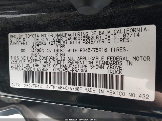 Toyota Tacoma Base V6 2014 3TMLU4EN8EM163058 Image 9