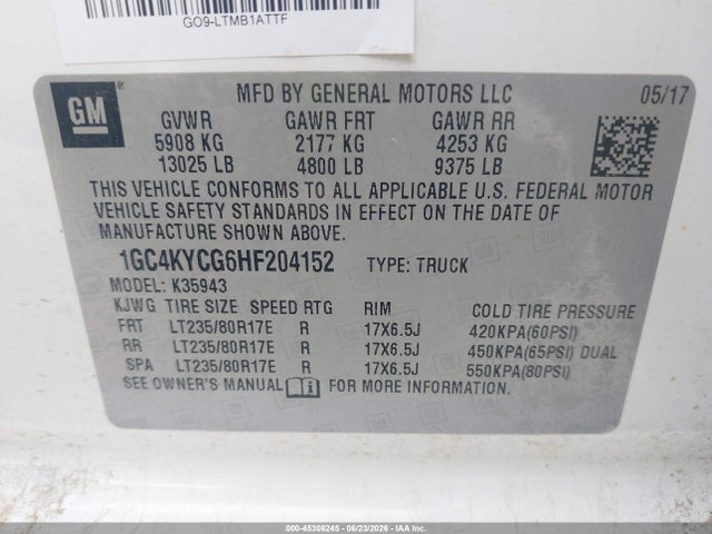 1GC4KYCG6HF204152 Chevrolet Silverado 3500hd Wt