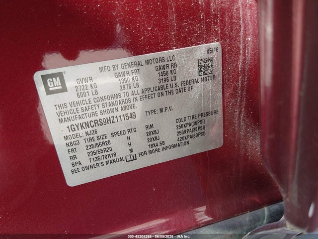 Продаж на аукціоні авто 2017 Cadillac Xt5 Premium Luxury, vin: 1GYKNCRS9HZ111549, номер лоту: 45308268
