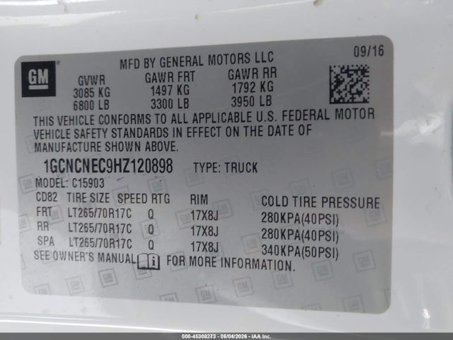 Chevrolet Silverado 1500 Wt 2017 1GCNCNEC9HZ120898 Image 9