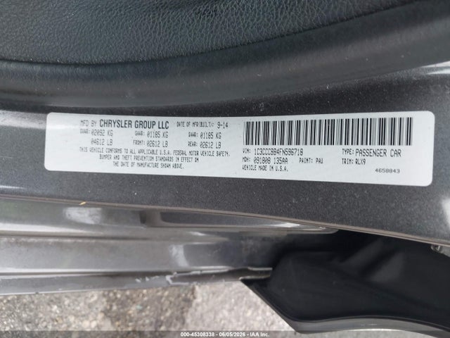 45308338 :رقم المزاد ، 1C3CCCBB4FN596718 vin ، 2015 Chrysler 200 S مزاد بيع