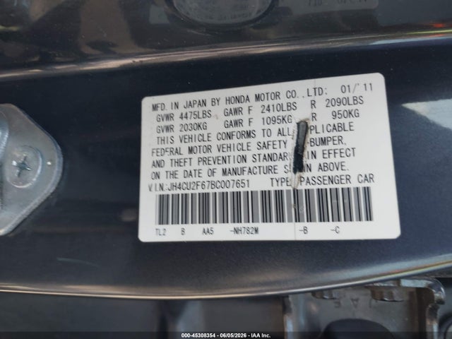 Aukcja sprzedaży 2011 Acura Tsx 2.4, vin: JH4CU2F67BC007651, numer aukcji: 45308354
