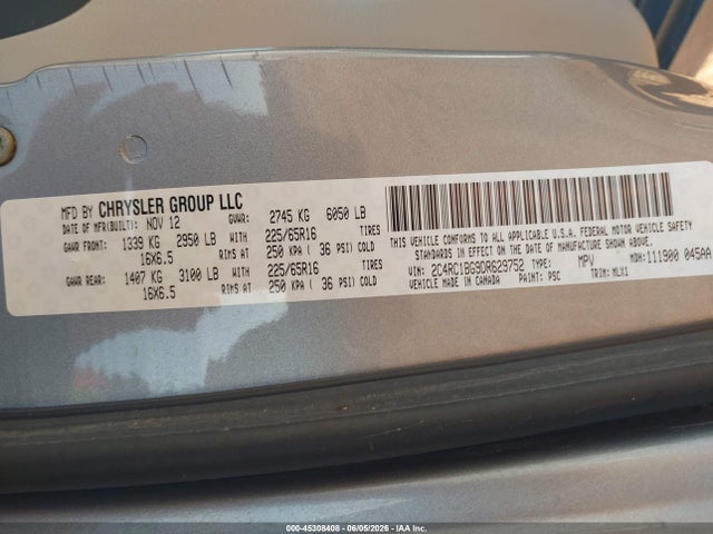 Auction sale of the 2013 Chrysler Town & Country Touring, vin: 2C4RC1BG9DR629752, lot number: 45308408