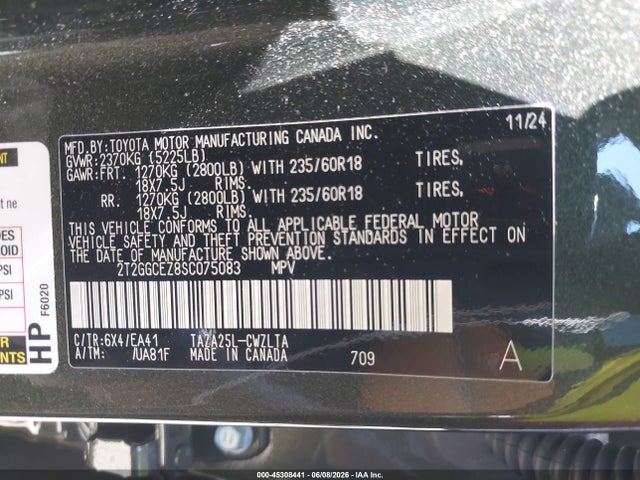 2025 Lexus Nx 350 Premium მანქანა იყიდება აუქციონზე, vin: 2T2GGCEZ8SC075083, აუქციონის ნომერი: 45308441