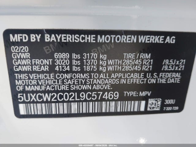 Продажа на аукционе авто 2020 Bmw X7 Xdrive40i, vin: 5UXCW2C02L9C57469, номер лота: 45308497