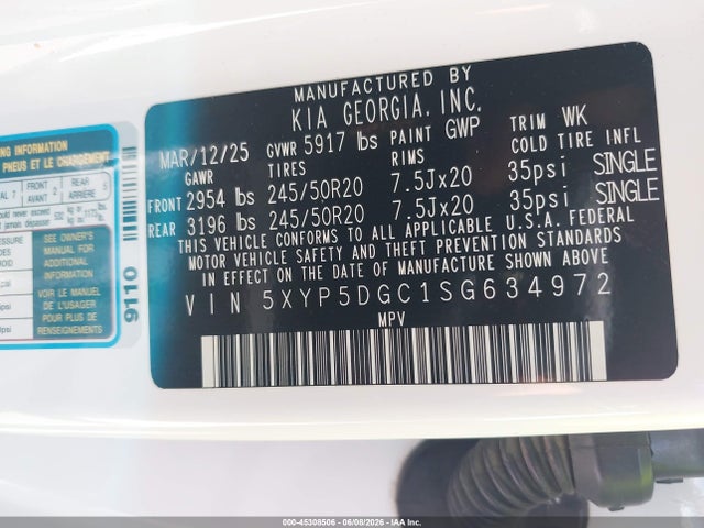 5XYP5DGC1SG634972 KIA Telluride Sx Prestige X-line
