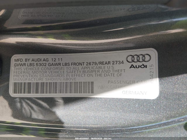 Продажа на аукционе авто 2012 Audi S5 3.0 Premium Plus, vin: WAUCGAFH5CN004982, номер лота: 45308507