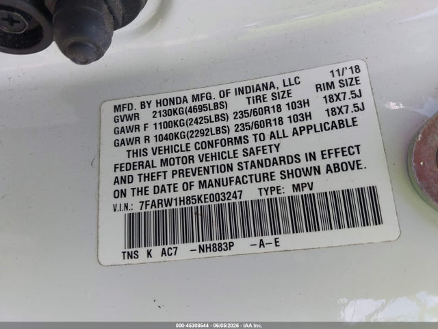 Honda Cr-v Ex-l 2019 7FARW1H85KE003247 Image 9