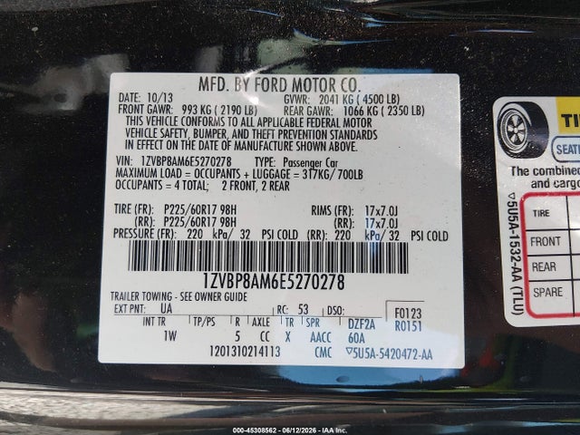 Ford Mustang V6 2014 1ZVBP8AM6E5270278 Image 9
