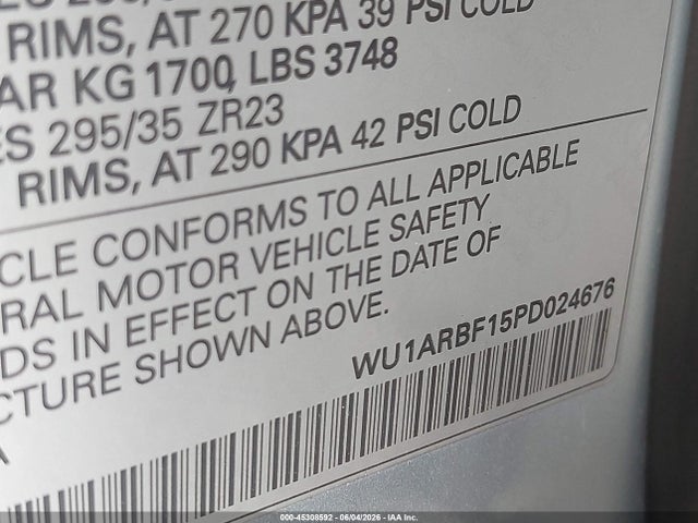 45308592 :رقم المزاد ، WU1ARBF15PD024676 vin ، 2023 Audi Rs Q8 Tfsi Quattro Tiptronic مزاد بيع