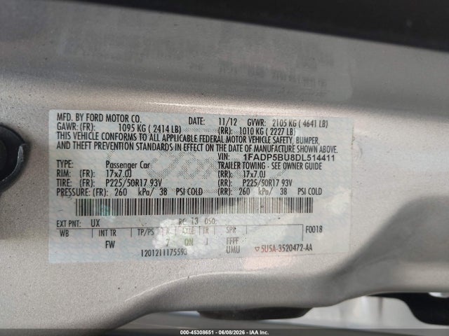 Продажа на аукционе авто 2013 Ford C-max Hybrid Sel, vin: 1FADP5BU8DL514411, номер лота: 45308651