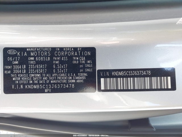 KIA SEDONA LX 2018 KNDMB5C13J6373478 Image 9