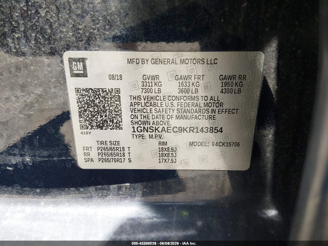 Chevrolet Tahoe Ls 2019 1GNSKAEC9KR143854 Image 9