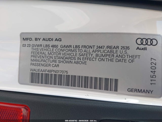Aukcja sprzedaży 2023 Audi A4 Premium Plus 45 Tfsi S Line Quattro S Tronic, vin: WAUEAAF48PN017075, numer aukcji: 45308762